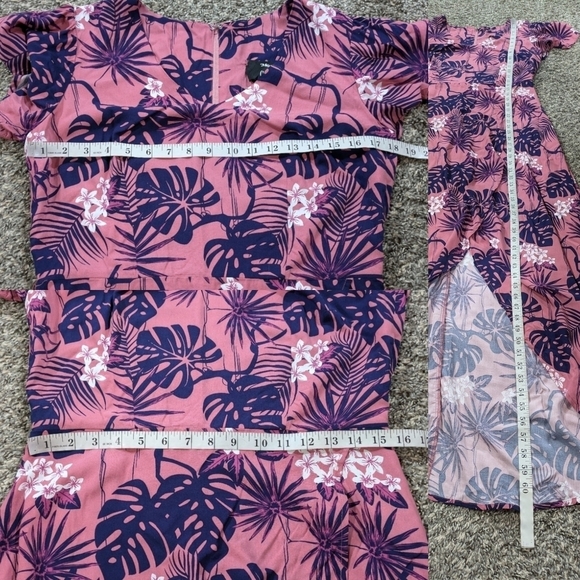 Modcloth x Collectif Thelma Tropicool pink blue v neck high low maxi dress 8 - Picture 9 of 12